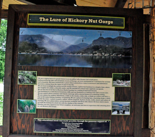 sign abou the Lure of Hickory Nut Gorge